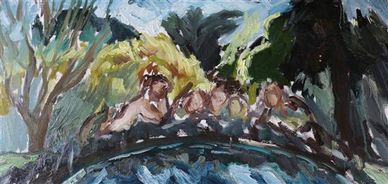Ivan Bray (1967-) Children, Mural Garden, Penzance 30 x 61cm., unframed